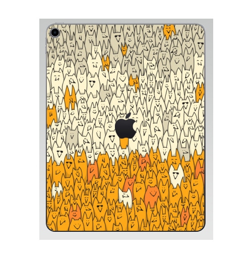 Наклейка на Планшет Apple iPad 7 2019 Лисья семейка,  купить в Москве – интернет-магазин Allskins, милые животные, зверушки, природа, животные, дудлы, паттерн, лиса