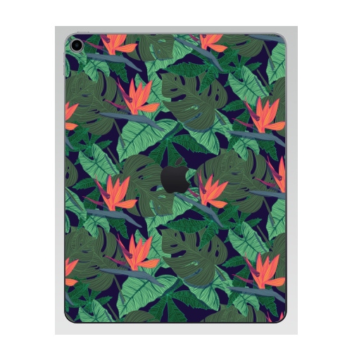 Наклейка на Планшет Apple iPad 7 2019 Тропический паттерн,  купить в Москве – интернет-магазин Allskins, сочный, монстера, птицы, рай, цветы, текстура, паттерн, джунгли, тропики