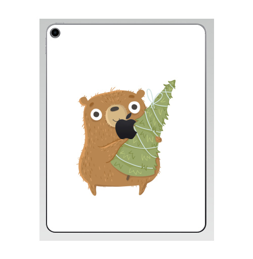 Наклейка на Планшет Apple iPad 7 2019 Новогодний Мишка,  купить в Москве – интернет-магазин Allskins, медведь, новый год, персонажи, детские