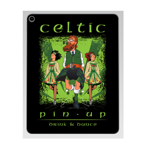 Наклейка на Планшет Apple iPad 7 2019 Кельтский пинап,  купить в Москве – интернет-магазин Allskins, сарказм, персонажи, девушка, алкоголь, пикник, танцы, Ирландия, кельт
