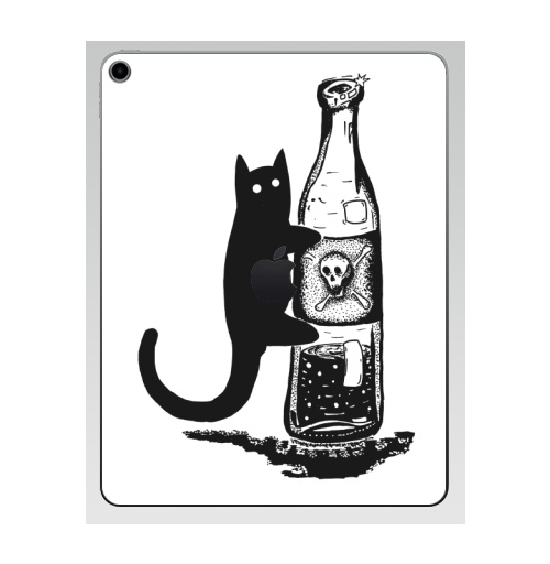 Наклейка на Планшет Apple iPad 7 2019 Кот с бутылкой,  купить в Москве – интернет-магазин Allskins, кошка, алкоголь, вино, яд