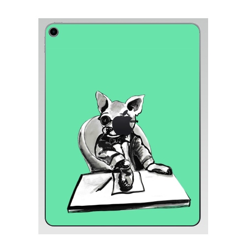 Наклейка на Планшет Apple iPad 7 2019 Маленький босс,  купить в Москве – интернет-магазин Allskins, cool, dog, персонажи, черно-белое, собаки, шеф, директор