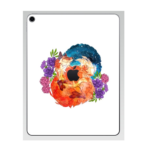 Наклейка на Планшет Apple iPad 7 2019 Мечтательный лис,  купить в Москве – интернет-магазин Allskins, лиса, космос, цветы, огонь, мечта