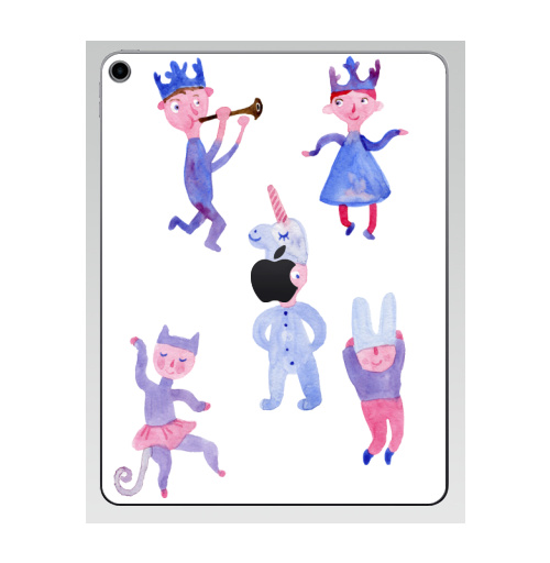 Наклейка на Планшет Apple iPad 7 2019 Детский праздник,  купить в Москве – интернет-магазин Allskins, акварель, детские, пикник, карнавал, танцы, музыка, единорог, заяц, принцесса, принц