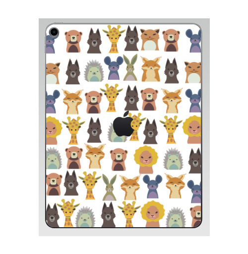 Наклейка на Планшет Apple iPad 7 2019 Милый зверинец,  купить в Москве – интернет-магазин Allskins, зверинец, мило, ежик, собаки, зайчонок, медведь, заяц, лев, жираф, животные, скопление, много, головы, бюст, милые животные