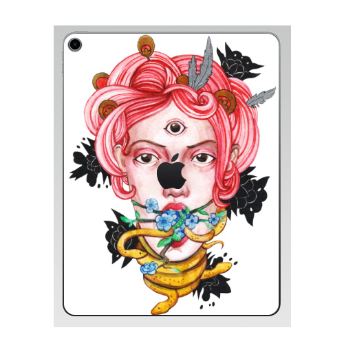 Наклейка на Планшет Apple iPad 7 2019 Соломея,  купить в Москве – интернет-магазин Allskins, цветы, девушка, змея, голова