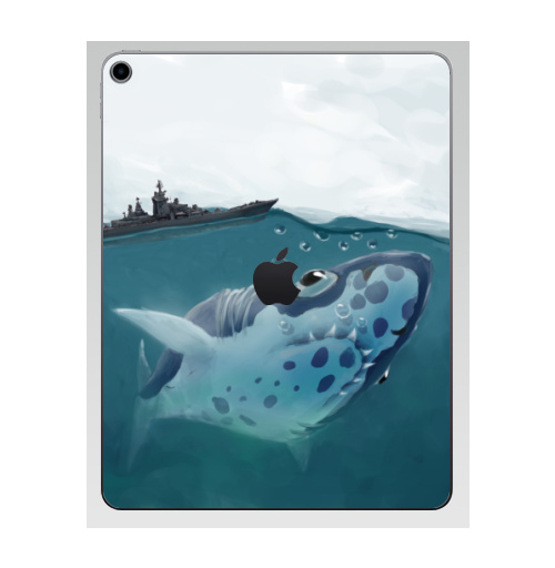 Наклейка на Планшет Apple iPad 7 2019 Акулазаврище,  купить в Москве – интернет-магазин Allskins, акула, опасность, опасная, рыба, гигант, динозавры, подводная, существо, монстры, забавная, смешные, детские, казуальная, рисунки, лупоглазая, корабль, военные