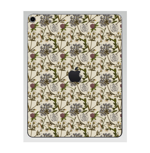 Наклейка на Планшет Apple iPad 7 2019 Скелет лягушки и клевер,  купить в Москве – интернет-магазин Allskins, ботаника, лягушка, магия, цветы