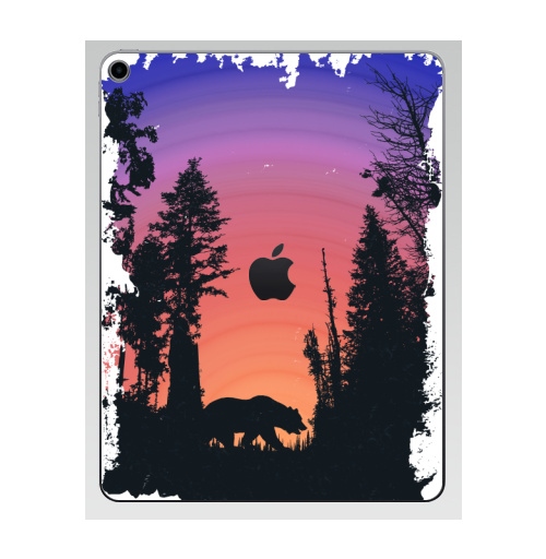 Наклейка на Планшет Apple iPad 7 2019 Тёмный Лес,  купить в Москве – интернет-магазин Allskins, путешествия, лес, деревья, минимализм, минималистичный, холмы, геометрия, геометрический, графика, медевдь, животные, медведь, дикий, Дикие, треккинг, хайкинг, отпуск, отдых, поход, палатка