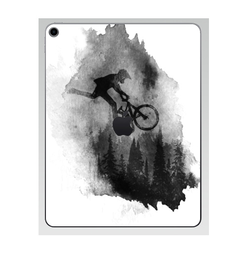 Наклейка на Планшет Apple iPad 7 2019 Чернильный Райдер,  купить в Москве – интернет-магазин Allskins, горный велосипед, велосипед, мтб, ездить, горы, езда на велосипеде, байкер, bmx, лес, спорт, фрирайд, поездка, занятие спортом, минимализм
