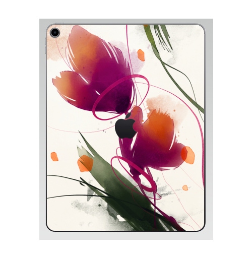 Наклейка на Планшет Apple iPad 7 2019 Акварельные абстрактные цветы,  купить в Москве – интернет-магазин Allskins, акварель, цветы, абстракция, природа, яркий, дизайнер, пятна, рисунки, картины, графика, бутон, растение, белый, фиолетовый, мазки