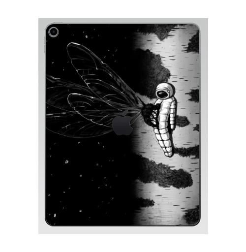 Наклейка на Планшет Apple iPad 7 2019 Береза,  купить в Москве – интернет-магазин Allskins, сюрреализм, астронавт, космос, фантастика, черно-белое, берёзки, космонавтика