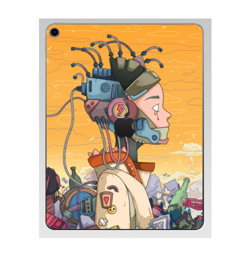 Наклейка на Планшет Apple iPad 7 2019 Киберпанковый взрыв,  купить в Москве – интернет-магазин Allskins, цинизм, робот, девушка, природа, киберпанк, свалка, чувства, провод, металл, мусор, слезы, небо, манга