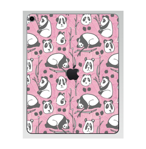 Наклейка на Планшет Apple iPad 7 2019 Панда на розовом,  купить в Москве – интернет-магазин Allskins, поп-арт, животное, искусство, художественное произведение, азия, ребенок, паттерн, бамбук, медведь, красота, черный, мультфильмы, персонажи, Китай, комический, мило, рисунки, ткань, забавный