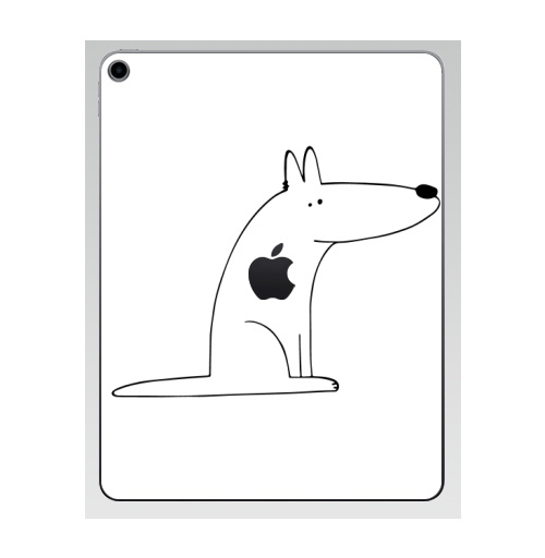 Наклейка на Планшет Apple iPad 7 2019 Собака сидит,  купить в Москве – интернет-магазин Allskins, собакаулыбака, собаки, волк, линейное, графика, белаясобака, животное, Смотрящий, природа, лаконичное, персонажи, детские, мужские, ветеринар