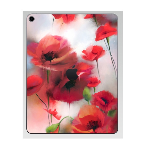 Наклейка на Планшет Apple iPad 7 2019 Маки маки,  купить в Москве – интернет-магазин Allskins, мак, цветы, рисунки, живопись, бутоны, акварель, лес, краски, брызги, графика, мода, дизайнер, природа, красный, интерьер, яркий, пятна