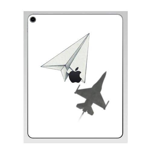 Наклейка на Планшет Apple iPad 7 2019 Тень самолета,  купить в Москве – интернет-магазин Allskins, военные, дизайнер, идея, техника, небо, бумага, концепт, скорость, мечта, полёт, бумажный, набросок, карандаш, иллюстрации, тень, самолет