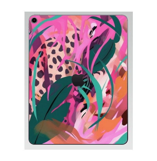 Наклейка на Планшет Apple iPad 7 2019 Дикая природа в тропическом лесу,  купить в Москве – интернет-магазин Allskins, поп-арт, природа, леопард, тропические, тропики, растение, розовый, зеленый, леопардовый, оранжевый, живописный, абстракция
