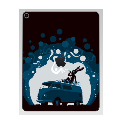 Наклейка на Планшет Apple iPad 7 2019 Night Scene '11,  купить в Москве – интернет-магазин Allskins, 300 Лучших работ, крыша, sfsf, синий, заяц, дым, ночь, Фольксваген, черный