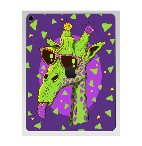 Наклейка на Планшет Apple iPad 7 2019 Жирафео,  купить в Москве – интернет-магазин Allskins, фиолетовый, животные, лампа, лето, очки, хипстер, Эцилопп, зеленый, 300 Лучших работ, милые животные
