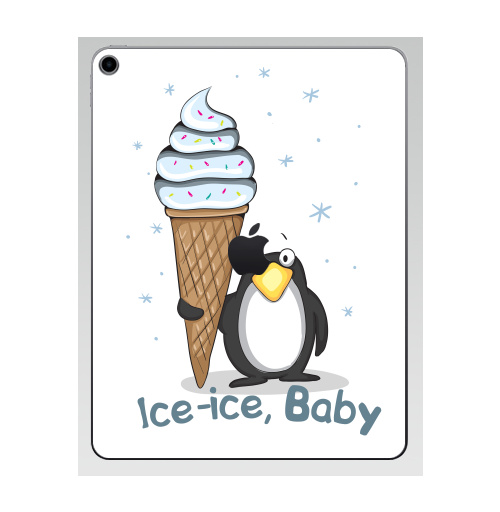 Наклейка на Планшет Apple iPad 7 2019 Ice-ice, baby,  купить в Москве – интернет-магазин Allskins, продажи_надписи, детские, рождение, птицы, мороженое, лёд, зима, новый год, 300 Лучших работ, милые животные