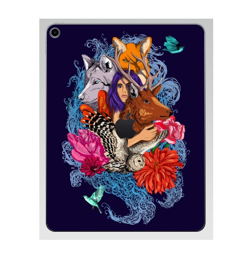 Наклейка на Планшет Apple iPad 7 2019 Dear deer,  купить в Москве – интернет-магазин Allskins, животные, лиса, графика, волк, девушка, лес, олень, птицы, собаки