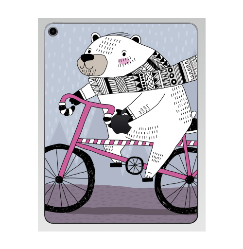 Наклейка на Планшет Apple iPad 7 2019 Мишка на велике,  купить в Москве – интернет-магазин Allskins, милые животные, персонажи, медведь, велосипед, животные