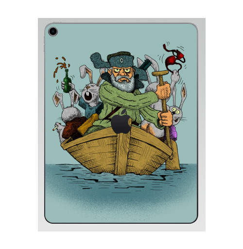 Наклейка на Планшет Apple iPad 7 2019 Дед Мазай,  купить в Москве – интернет-магазин Allskins, прикол, детские, легенда, весна, животные, заяц