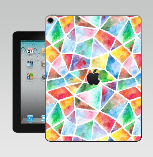 Наклейка на Планшет Apple iPad 10.2 Gen 8 Wi-Fi Акварельная мозаика,  купить в Москве – интернет-магазин Allskins, акварель, мозаика, живопись, яркий, кусочки, текстура