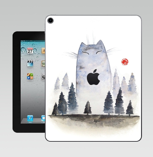 Наклейка на Планшет Apple iPad 10.2 Gen 8 Wi-Fi Кот туманный,  купить в Москве – интернет-магазин Allskins, акварель, туман, лес, кошка