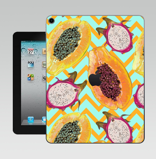 Наклейка на Планшет Apple iPad 10.2 Gen 8 Wi-Fi Принт с фруктами,  купить в Москве – интернет-магазин Allskins, тропики, джунгли, паттерн, текстура, драконий, фрукты, папайя, экзотика