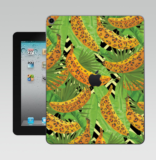 Наклейка на Планшет Apple iPad 10.2 Gen 8 Wi-Fi Паттерн с банами,  купить в Москве – интернет-магазин Allskins, зеленый, текстура, хищник, джунгли, листья, тропики, паттерн, леопард, банан