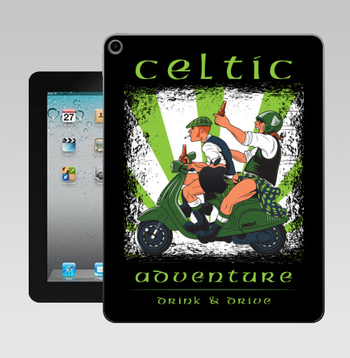 Наклейка на Планшет Apple iPad 10.2 Gen 8 Wi-Fi Кельтское приключение,  купить в Москве – интернет-магазин Allskins, Ирландия, кельт, килт, мотоцикл, приключения, алкоголь, персонажи, путешествия, отдых
