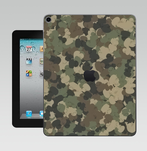 Наклейка на Планшет Apple iPad 10.2 Gen 8 Wi-Fi Камуфляж с резиновыми уточками,  купить в Москве – интернет-магазин Allskins, хаки, текстура, военные, паттерн, утка, утенок, игрушки, ванная