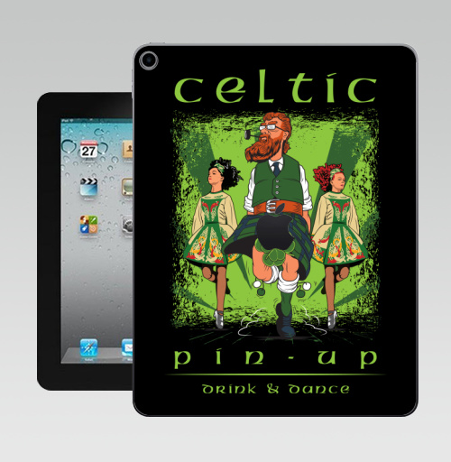 Наклейка на Планшет Apple iPad 10.2 Gen 8 Wi-Fi Кельтский пинап,  купить в Москве – интернет-магазин Allskins, сарказм, персонажи, девушка, алкоголь, пикник, танцы, Ирландия, кельт
