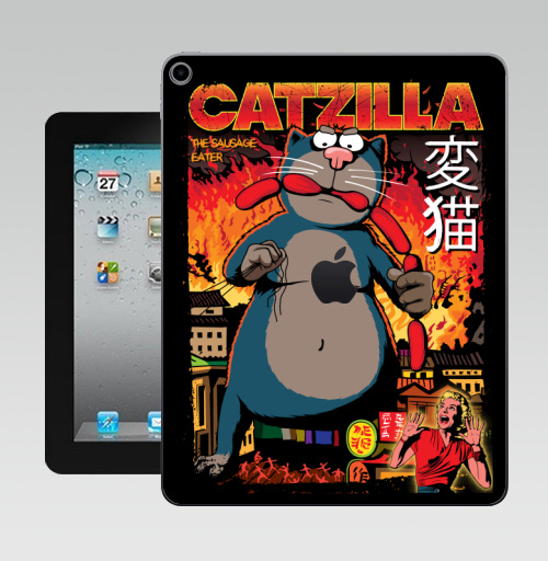 Наклейка на Планшет Apple iPad 10.2 Gen 8 Wi-Fi КОТЗИЛЛА,  купить в Москве – интернет-магазин Allskins, годзилла, кино, персонажи, котята, кошка, ужасный, пародия, прикол, приключения