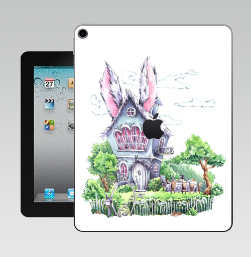 Наклейка на Планшет Apple iPad 10.2 Gen 8 Wi-Fi Домик Мартовского Зайца,  купить в Москве – интернет-магазин Allskins, заяц, жильё, сказки, уют, дом, домики, Алиса в стране чудес
