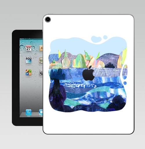 Наклейка на Планшет Apple iPad 10.2 Gen 8 Wi-Fi Коллаж с пейзажем, озеро и скалы,  купить в Москве – интернет-магазин Allskins, коллаж, радость, круто, детские, школьный, озеро, природа, синий, бумага, голуой