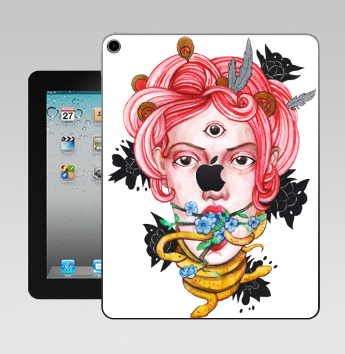 Наклейка на Планшет Apple iPad 10.2 Gen 8 Wi-Fi Соломея,  купить в Москве – интернет-магазин Allskins, цветы, девушка, змея, голова