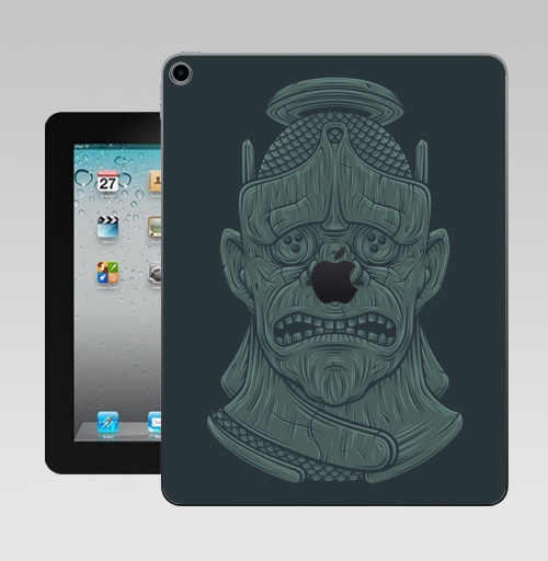 Наклейка на Планшет Apple iPad 10.2 Gen 8 Wi-Fi ЗНАЮЩИЙ,  купить в Москве – интернет-магазин Allskins, мистика, демоны, Япония, японская, персонажи, страшно, страшная, маска, лицо, Темная, манга, иллюстация, камера, скульптура