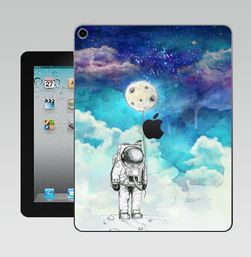 Наклейка на Планшет Apple iPad 10.2 Gen 8 Wi-Fi Космонавт на луне,  купить в Москве – интернет-магазин Allskins, луна, космонавтика, космонавтики, воздушныйшар, небо, ночноенебо, пейзаж, акварель, сюрреализм, голубой, синий, фиолетовый, стильно, яркий, роскошно, дорого, для_влюбленных, длявсех, космос