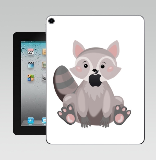 Наклейка на Планшет Apple iPad 10.2 Gen 8 Wi-Fi Кроха Енот по кличке Пончик,  купить в Москве – интернет-магазин Allskins, енот, животные, лето, улыбка, мило, глазкки