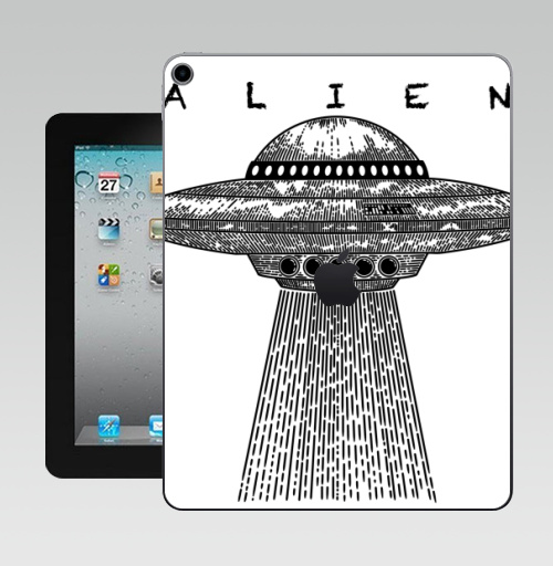 Наклейка на Планшет Apple iPad 10.2 Gen 8 Wi-Fi Пришелец гравюра,  купить в Москве – интернет-магазин Allskins, классика, пришелец, летающая тпрелка, инопланетяне, космос, космический корабль, инопланетный корабль, гуманоид