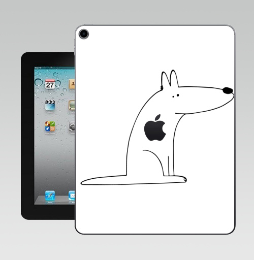 Наклейка на Планшет Apple iPad 10.2 Gen 8 Wi-Fi Собака сидит,  купить в Москве – интернет-магазин Allskins, собакаулыбака, собаки, волк, линейное, графика, белаясобака, животное, Смотрящий, природа, лаконичное, персонажи, детские, мужские, ветеринар