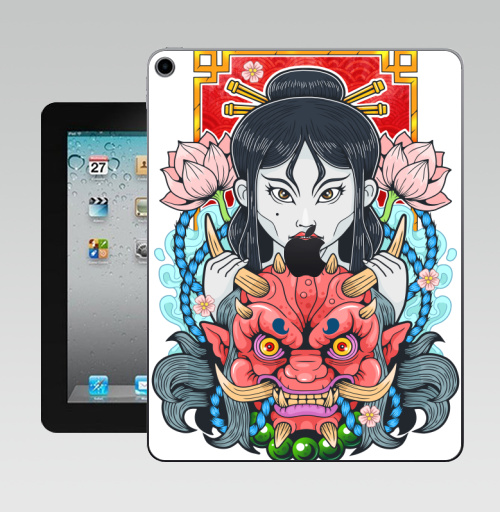 Наклейка на Планшет Apple iPad 10.2 Gen 8 Wi-Fi Девушка и демон,  купить в Москве – интернет-магазин Allskins, Япония, гейша, они, демоны, девушка, мистика, монстры, азия, мифология, магия, фэнтези