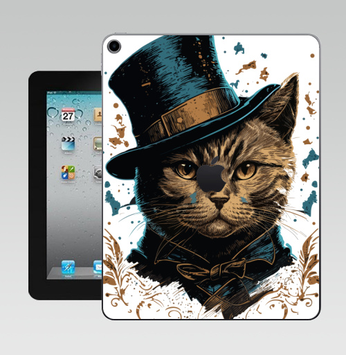 Наклейка на Планшет Apple iPad 10.2 Gen 8 Wi-Fi Кот в цилиндре,  купить в Москве – интернет-магазин Allskins, поп-арт, котята, котопринт, популярный, шляпа, искусство