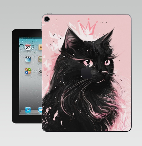 Наклейка на Планшет Apple iPad 10.2 Gen 8 Wi-Fi Властительница мурлыканья,  купить в Москве – интернет-магазин Allskins, сарказм, кошка, корона, королева, черный, кота, пушистая, розовый