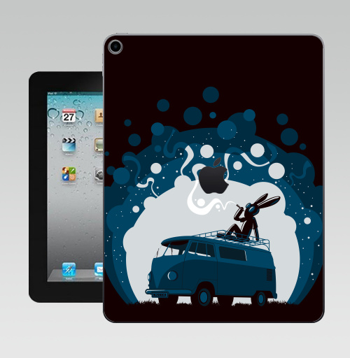 Наклейка на Планшет Apple iPad 10.2 Gen 8 Wi-Fi Night Scene '11,  купить в Москве – интернет-магазин Allskins, 300 Лучших работ, крыша, sfsf, синий, заяц, дым, ночь, Фольксваген, черный
