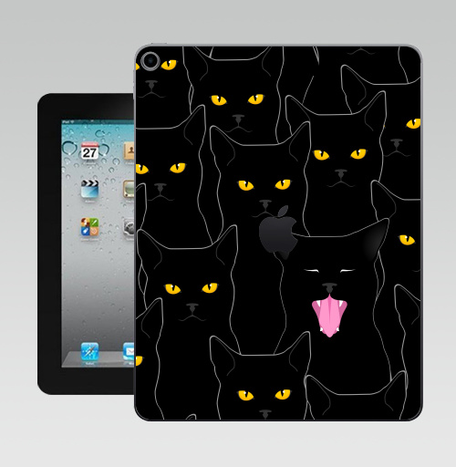 Наклейка на Планшет Apple iPad 10.2 Gen 8 Wi-Fi Котики detected,  купить в Москве – интернет-магазин Allskins, кошка, глаз, графика, улыбка, животные, 300 Лучших работ
