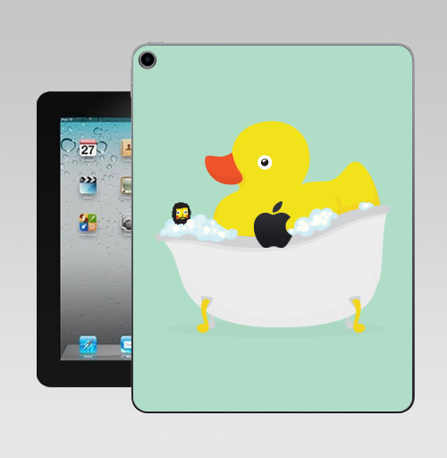 Наклейка на Планшет Apple iPad 10.2 Gen 8 Wi-Fi В мире уток,  купить в Москве – интернет-магазин Allskins, гики, желтый, утка, пена, ванная